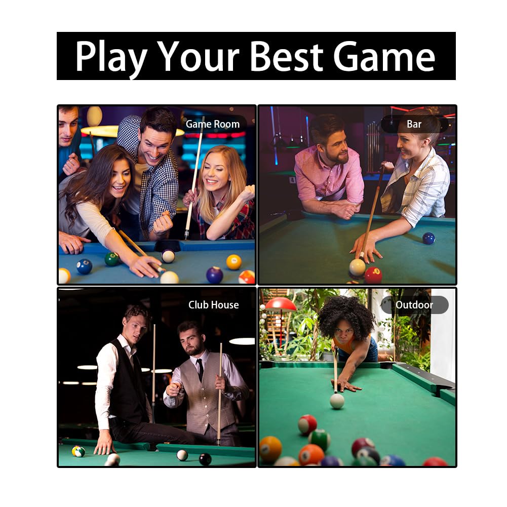 4-Pack 58" Maple Pool Cue Sticks – Includes Chalk