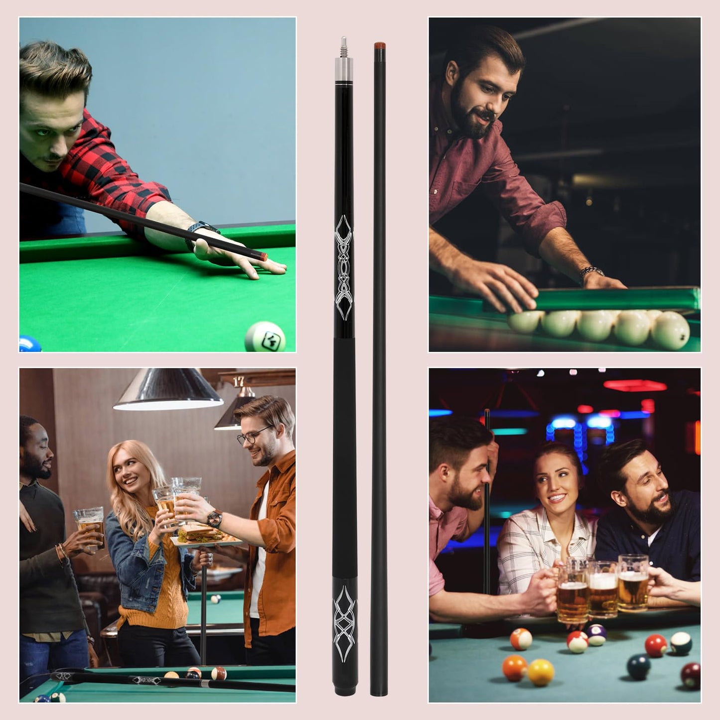 58" Fiberglass Graphite Pool Cue Sticks – 18-21oz