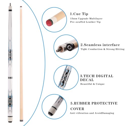 58" Canadian Maple Pool Cue – 13mm Tip