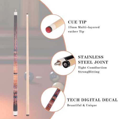 58" Canadian Maple Pool Cue – 13mm Tip