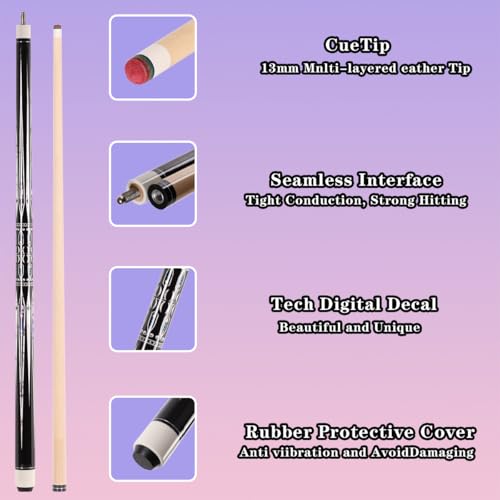 58" Canadian Maple Pool Cue – 13mm Tip