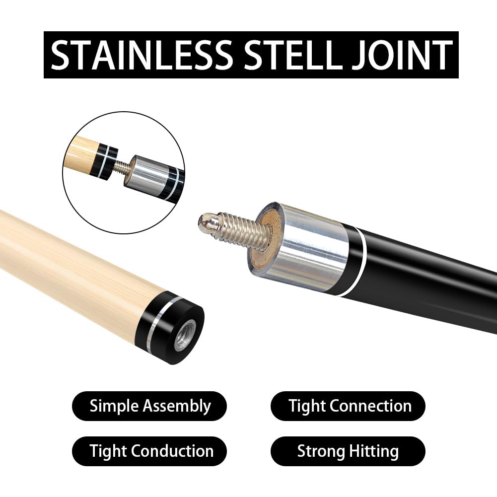 4-Pack 58" Maple Pool Cue Sticks – Includes Chalk