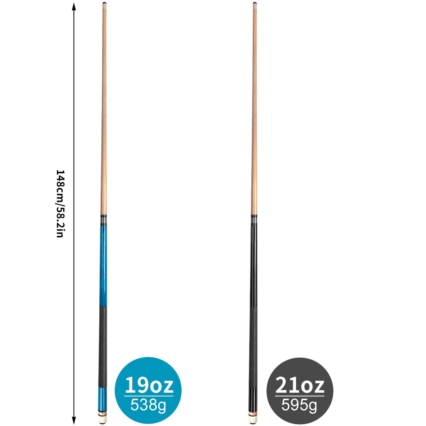 AKLOT 4x 58" Maple Pool Cues