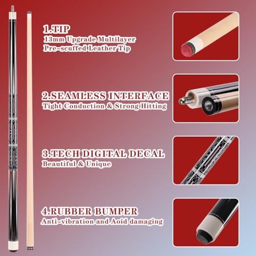 58" Canadian Maple Pool Cue – 13mm Tip