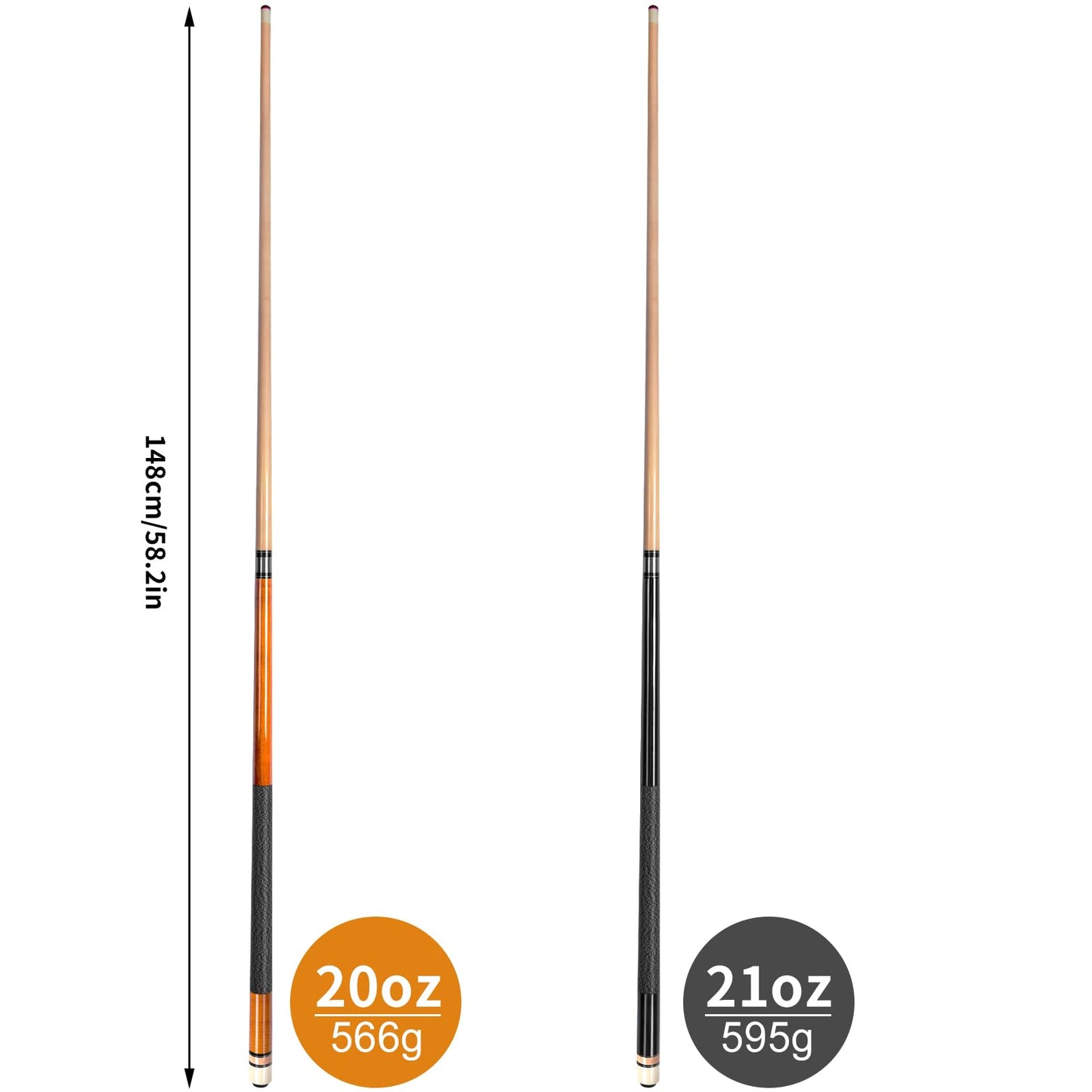 AKLOT 4x 58" Maple Pool Cues