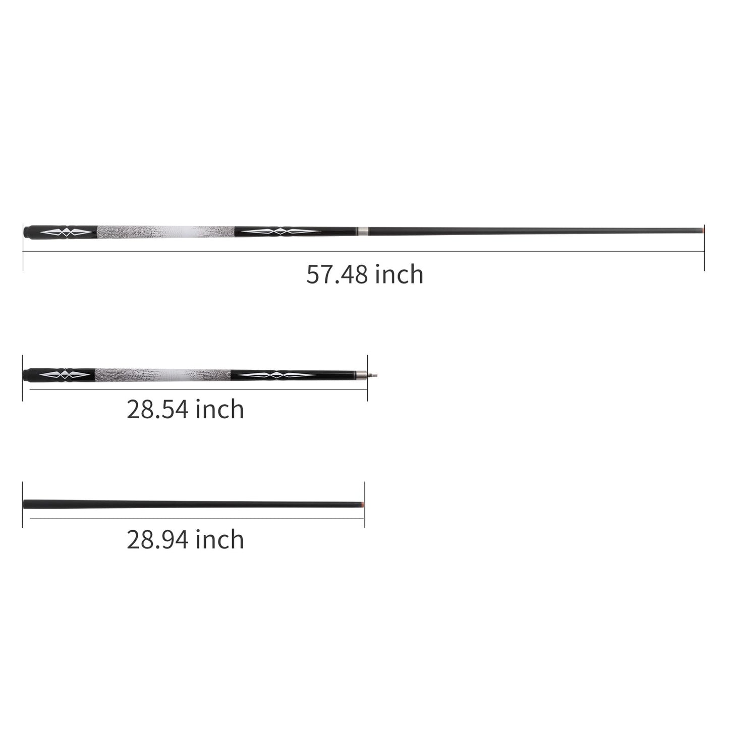 58" Fiberglass Graphite Pool Cue Sticks – 18-21oz