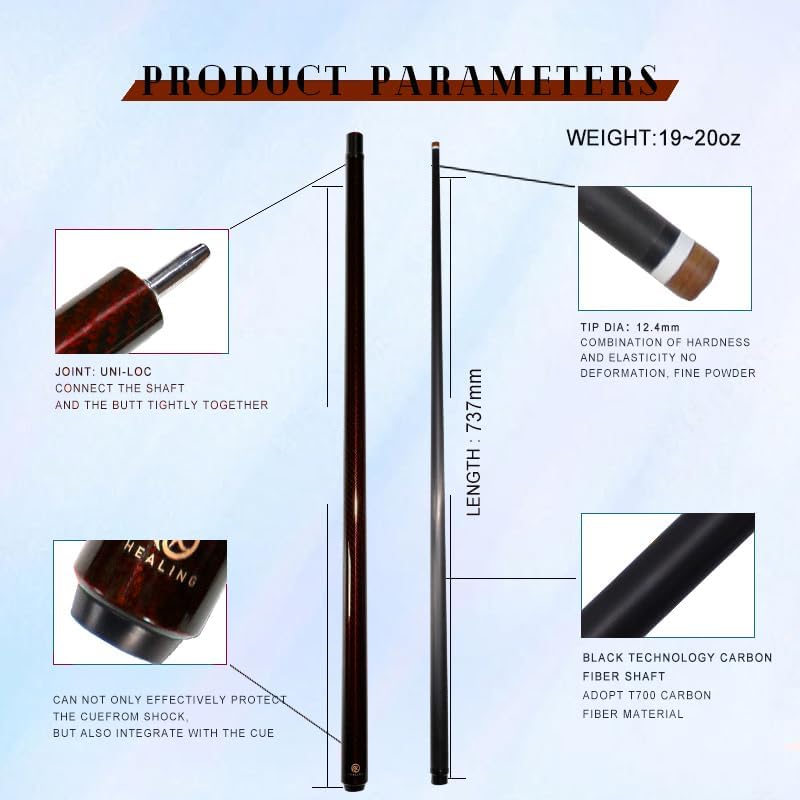 OKHEALING 58" Carbon Fiber Pool Cue