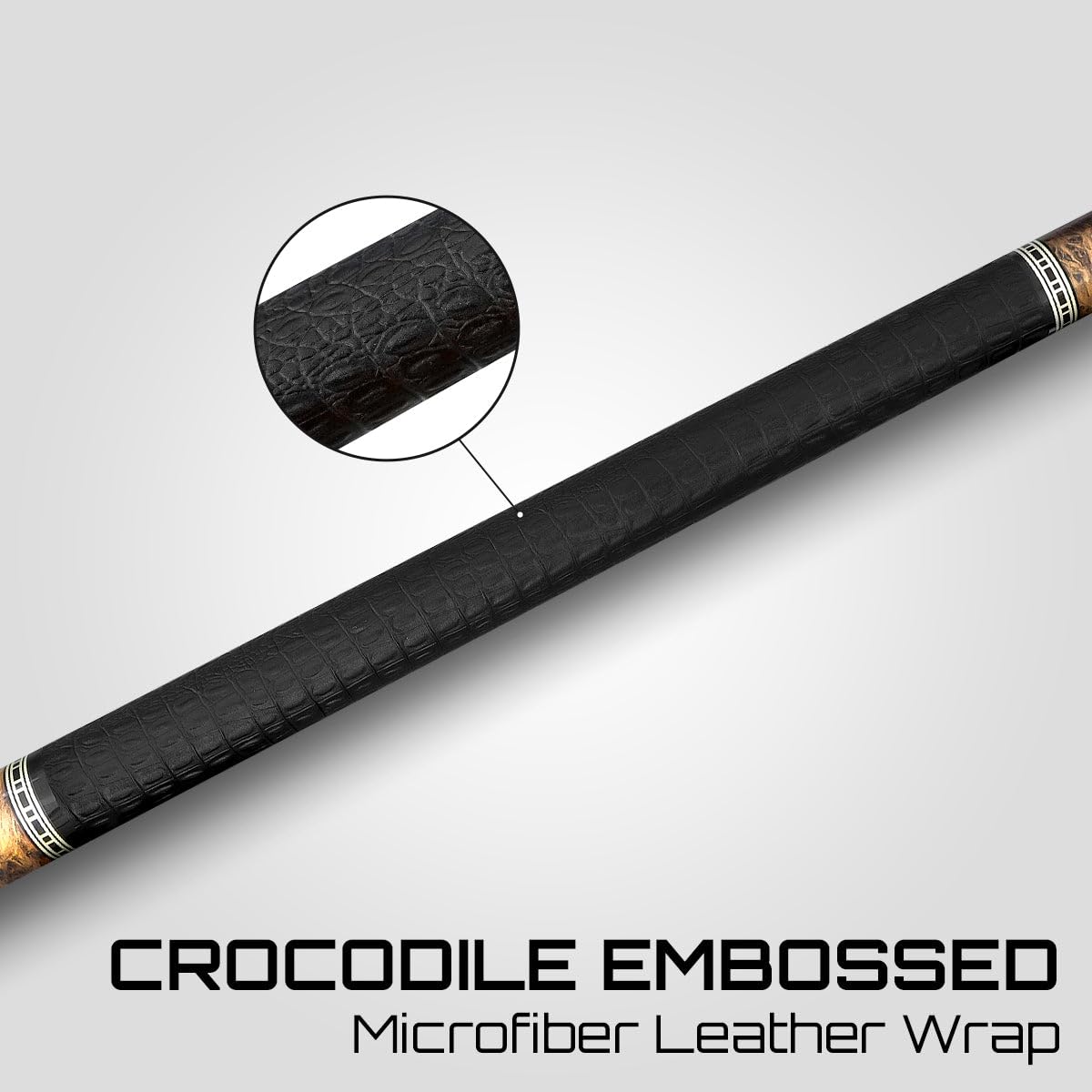 RHINO Retro Pool Cue Crocodile Wrap