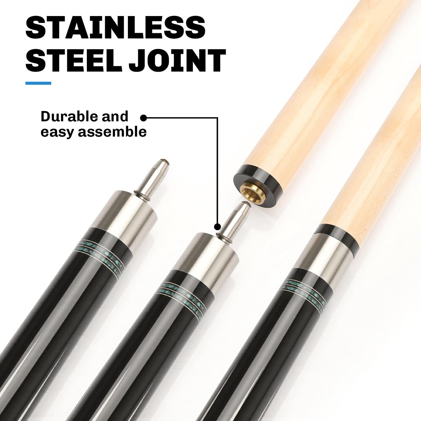 Kmise 58" Maple Pool Cue with Case