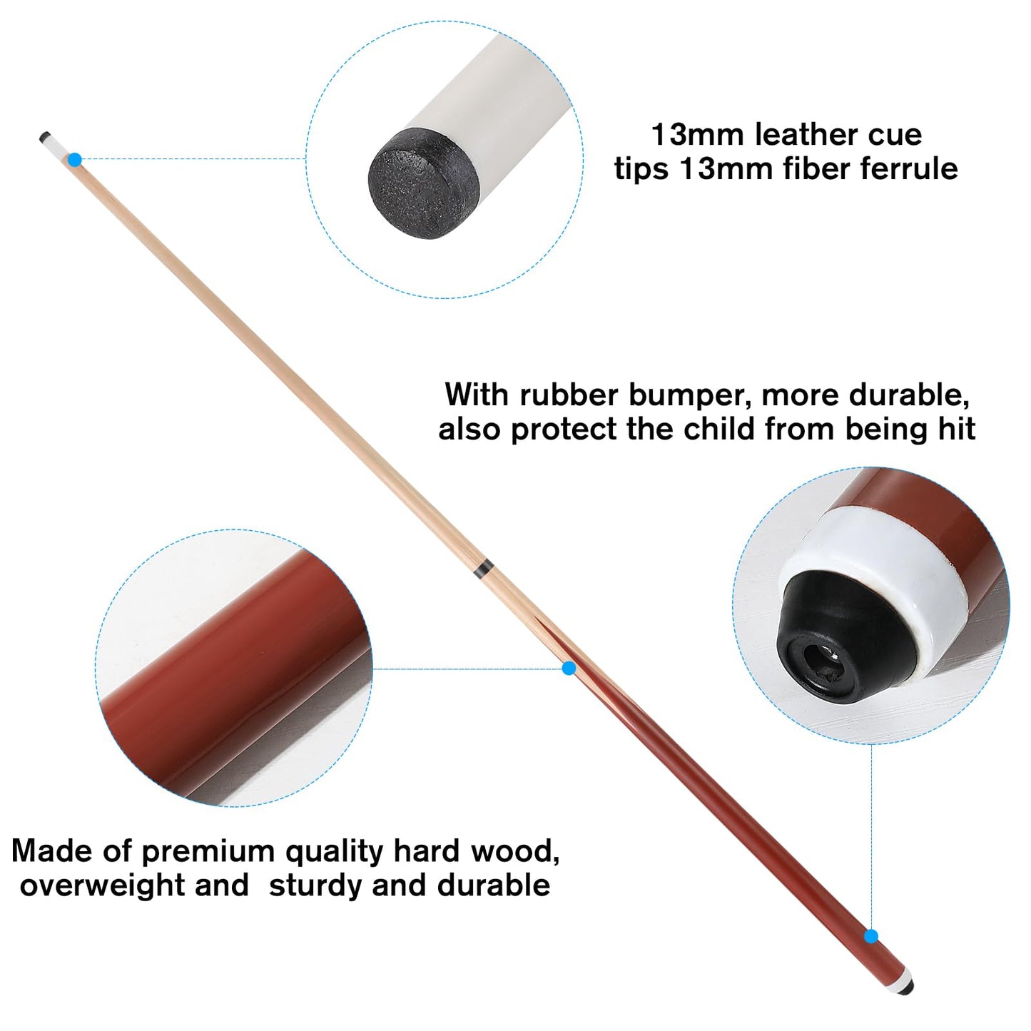 2-Piece Coffee Pool Cue Stick 20oz – 13mm Tip