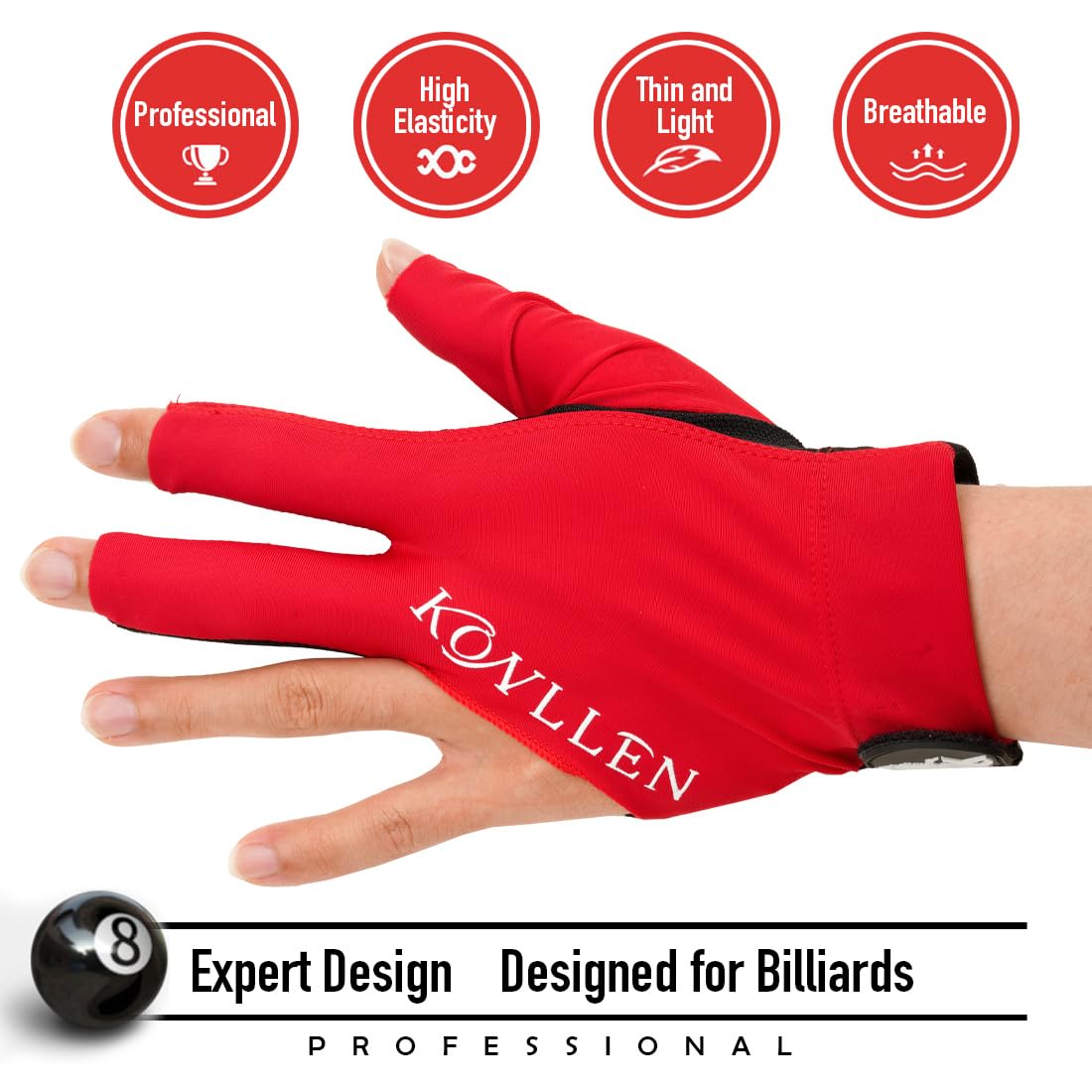 KONLLEN Adjustable Billiard Gloves