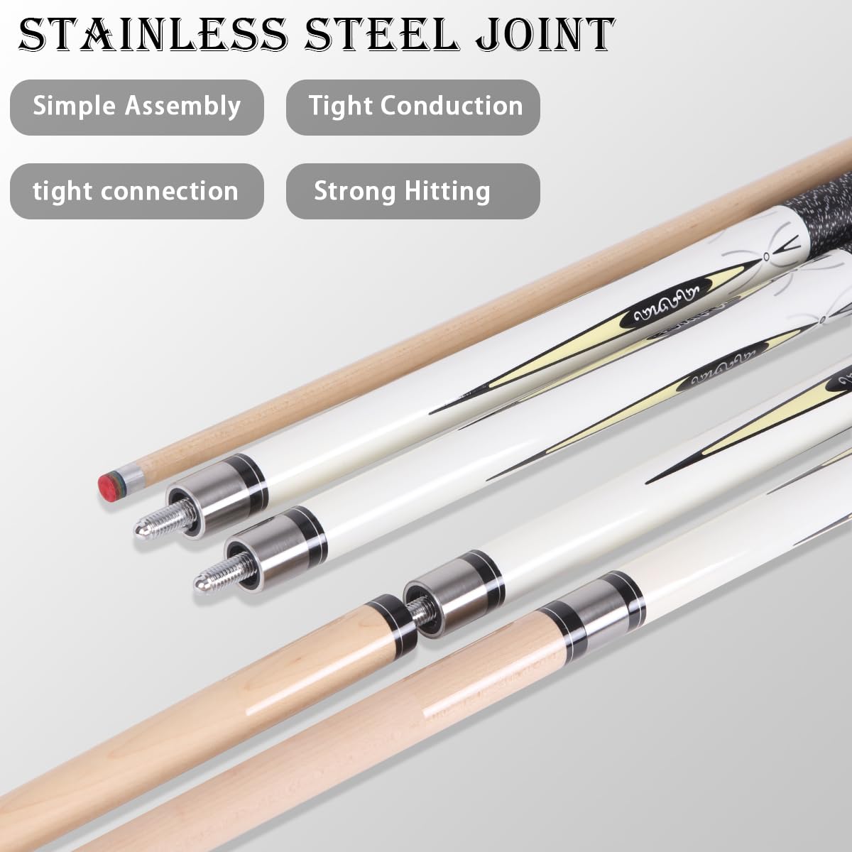 58" Maple Pool Cue – Low Deflection