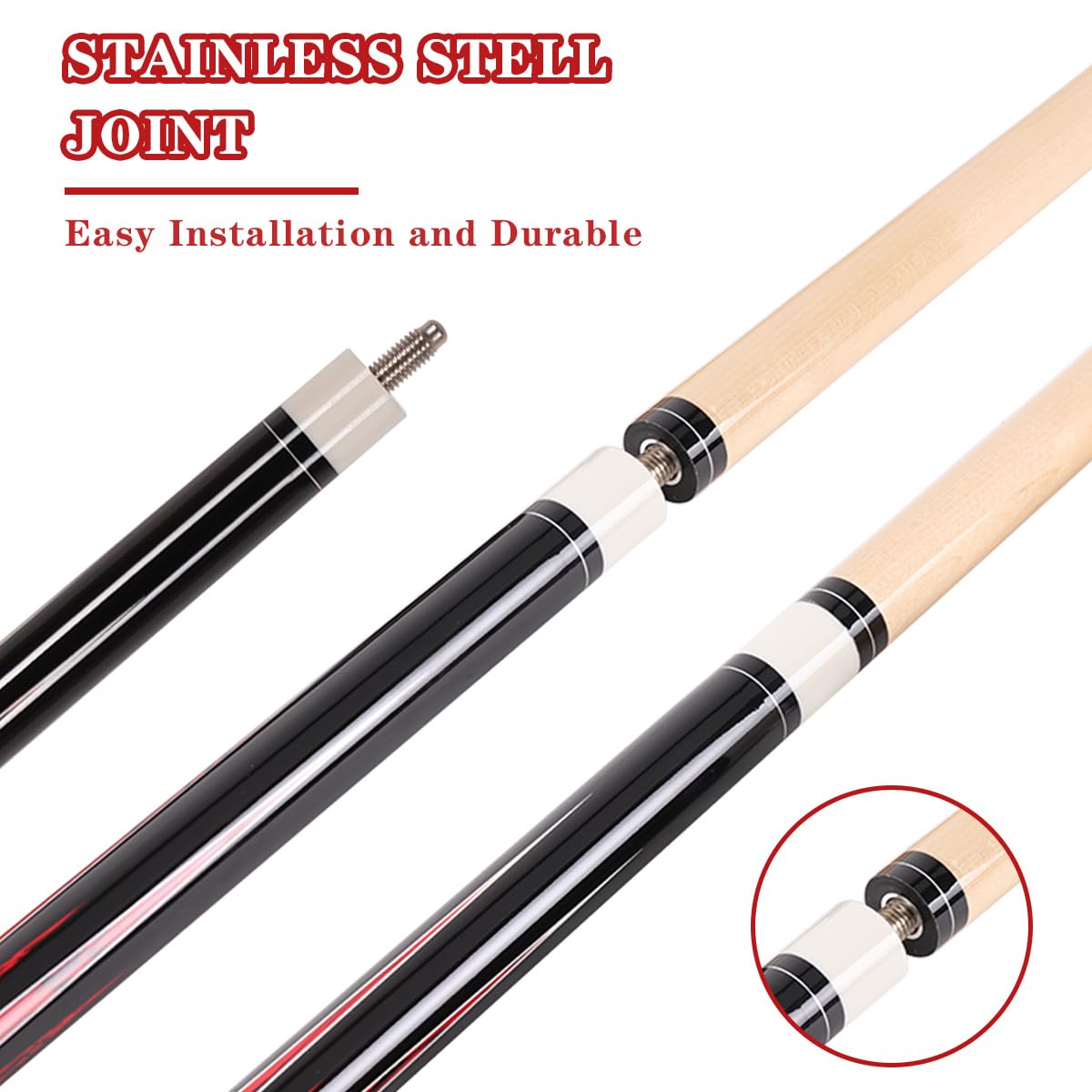 58" Canadian Maple Pool Cue – 13mm Tip
