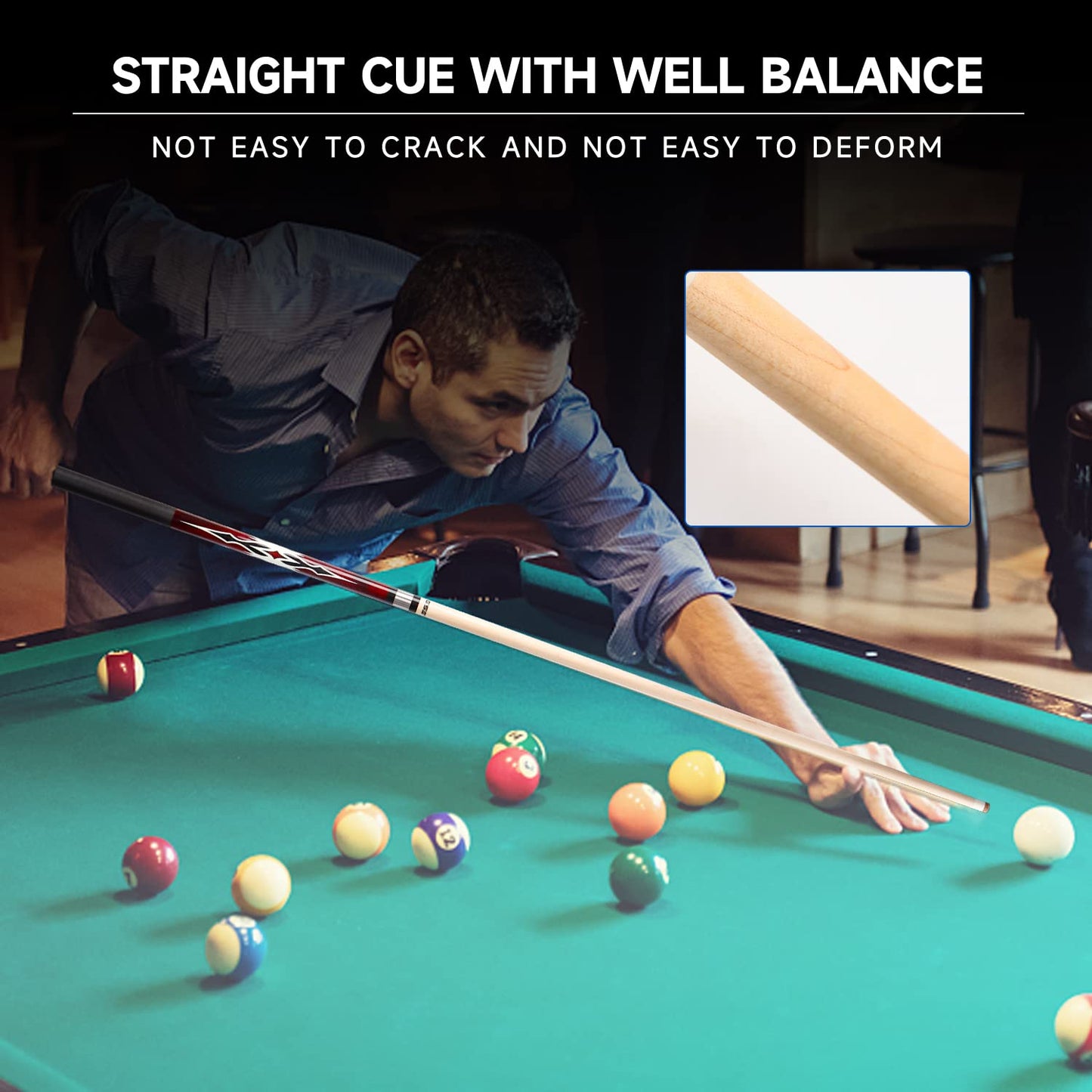 GSE 58" 2-Piece Maple Pool Cue – 18-21oz