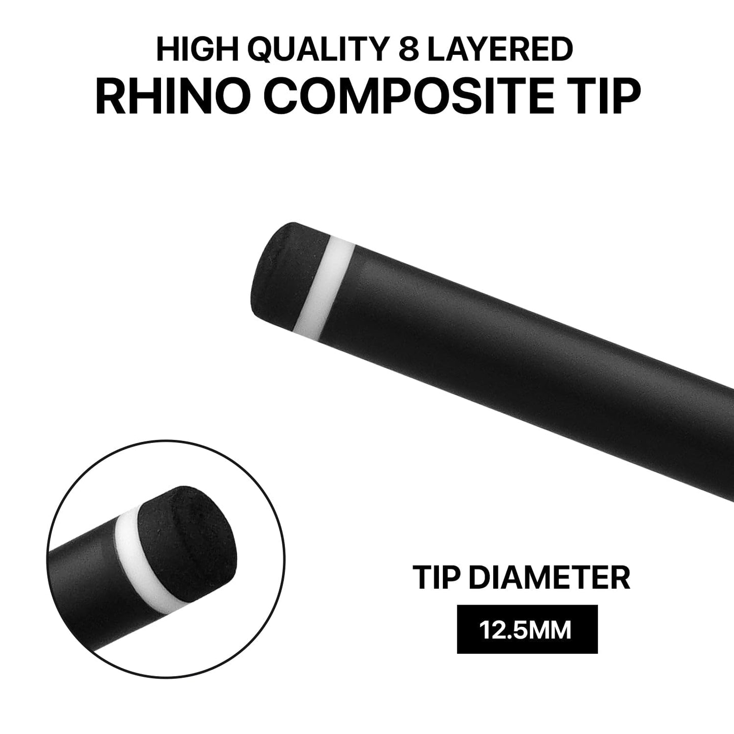 RHINO G-w Series Pool Cue – 12.5mm Tip, Exotic Woods