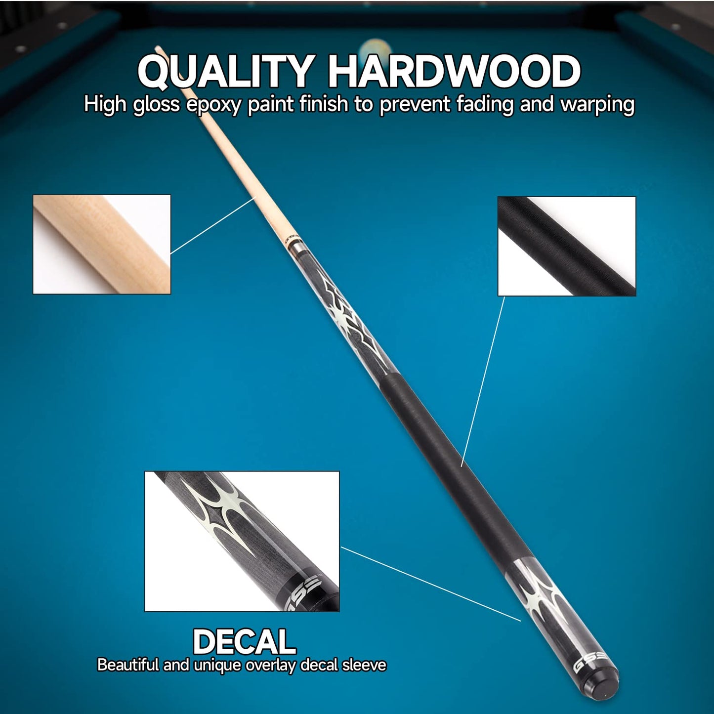 GSE 58" 2-Piece Maple Pool Cue – 18-21oz