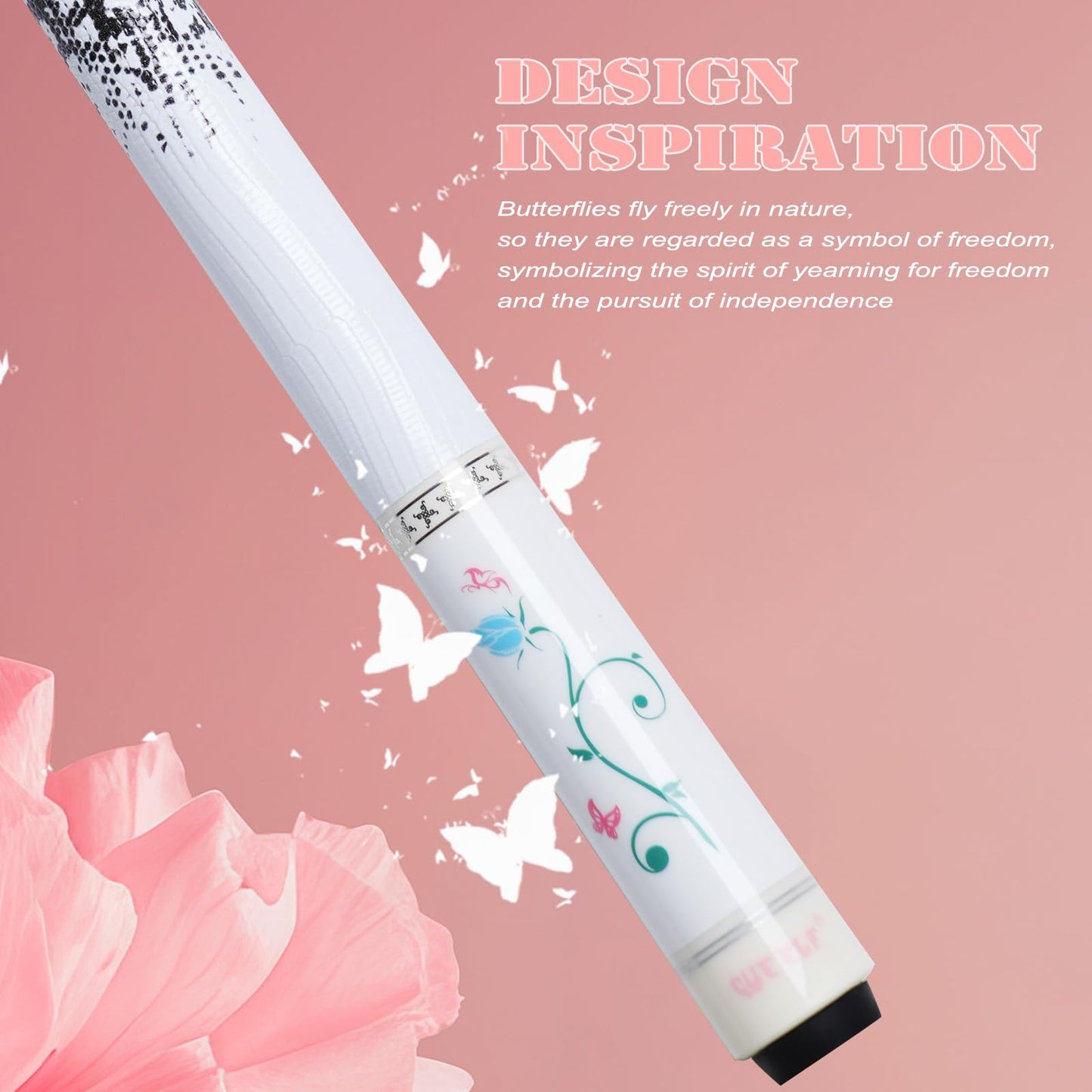 58" Carbon Fiber Pool Cue – Pink, Low Deflection