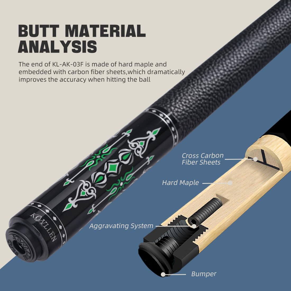 KONLLEN 58" Carbon Fiber Pool Cue
