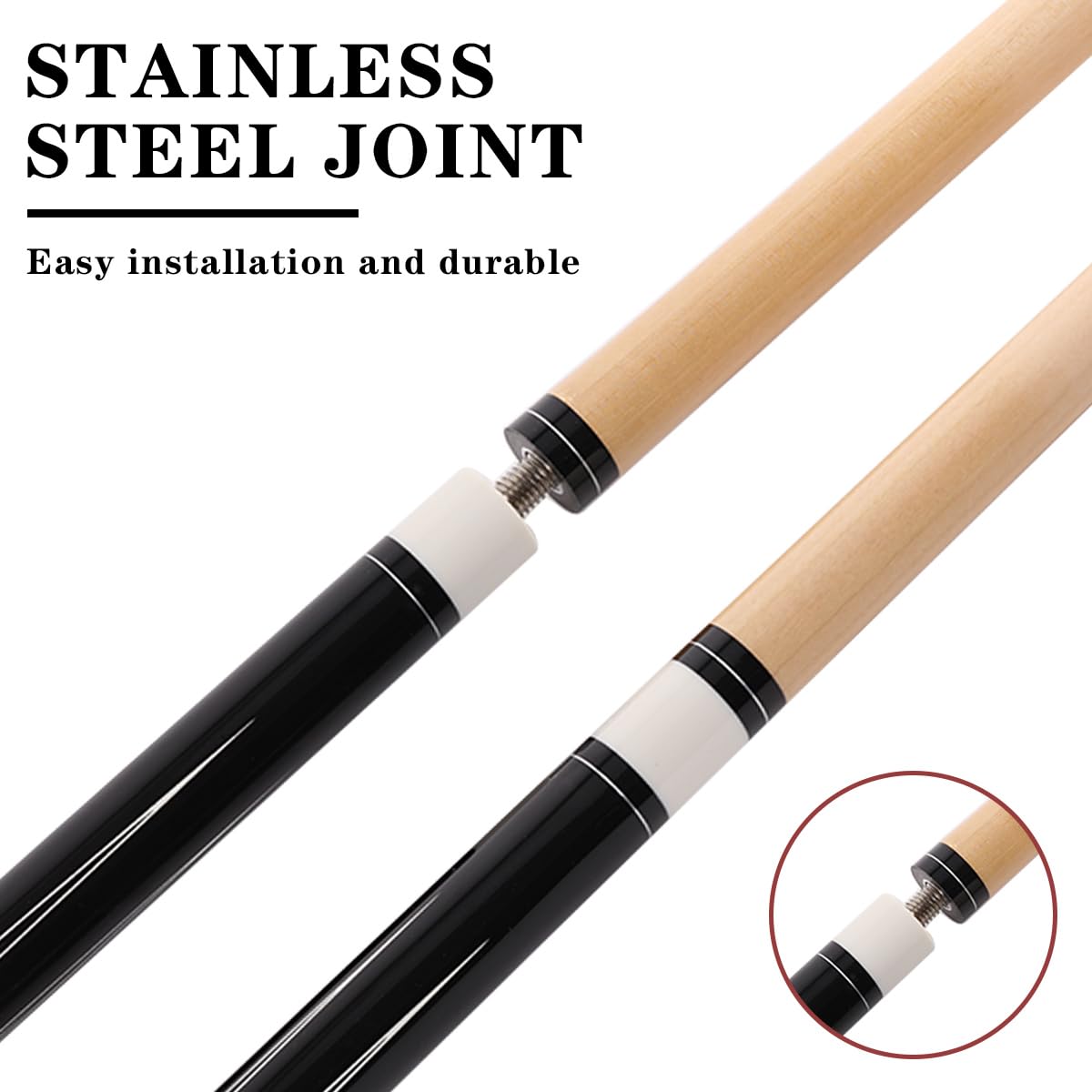 58" Canadian Maple Pool Cue – 13mm Tip