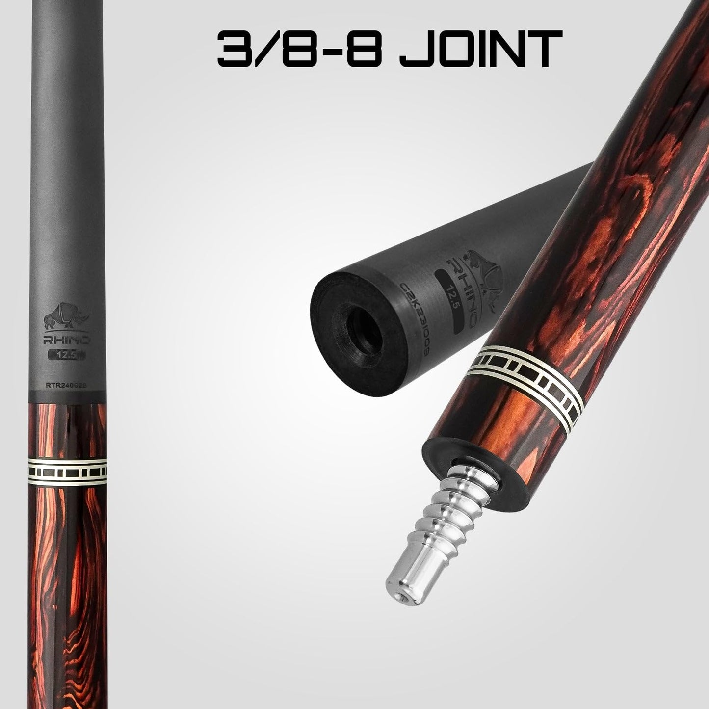 RHINO Retro Pool Cue Crocodile Wrap