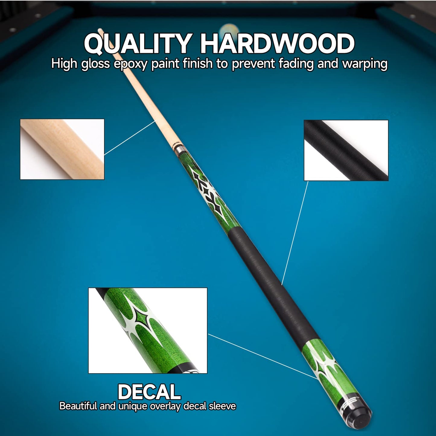 GSE 58" 2-Piece Maple Pool Cue – 18-21oz