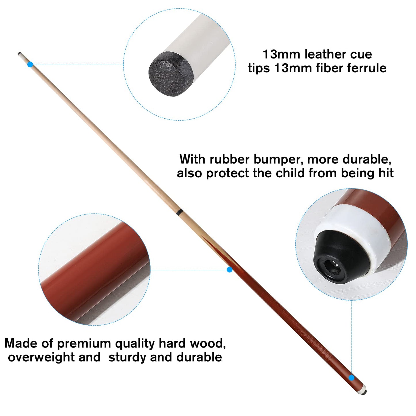 2-Piece Coffee Pool Cue Stick 20oz – 13mm Tip