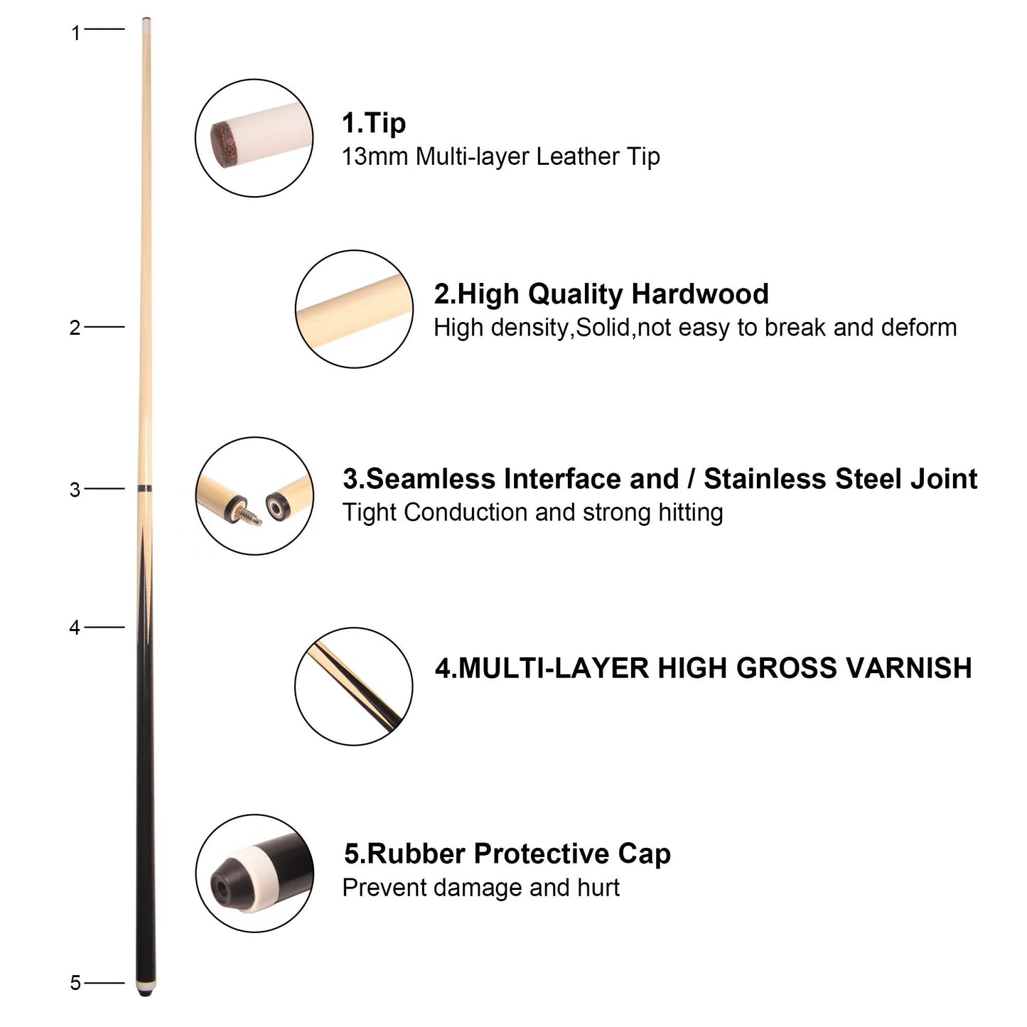 2-Piece 58" Pool Cue Set (19-21oz)