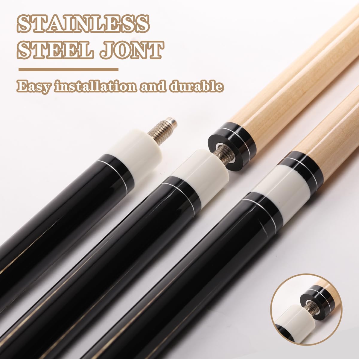 58" Canadian Maple Pool Cue – 13mm Tip