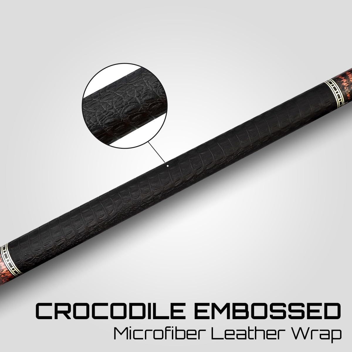 RHINO Retro Pool Cue Crocodile Wrap