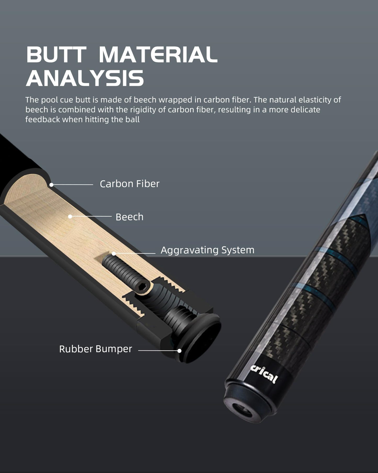 CRICAL 58" Carbon Fiber Pool Cue