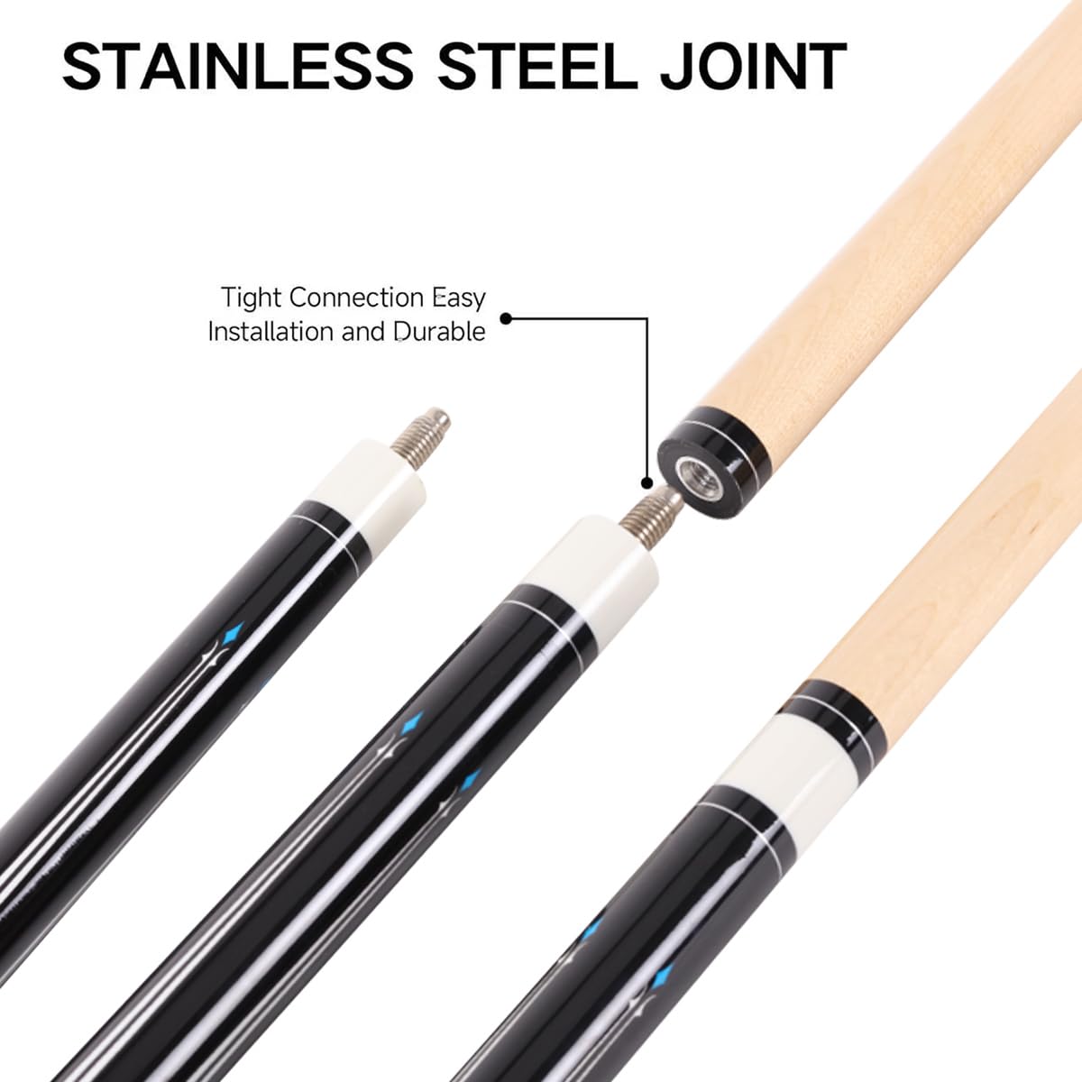 58" Canadian Maple Pool Cue – 13mm Tip