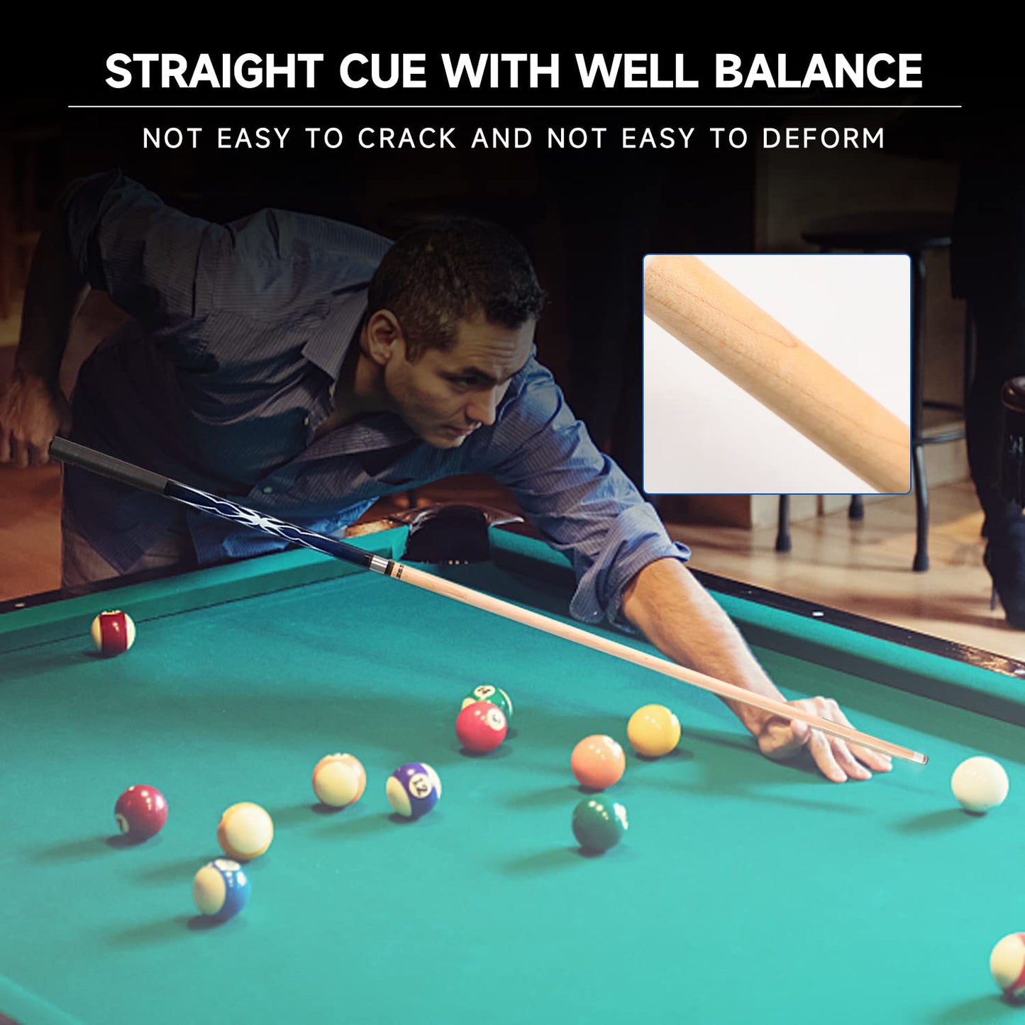 GSE 58" 2-Piece Maple Pool Cue – 18-21oz