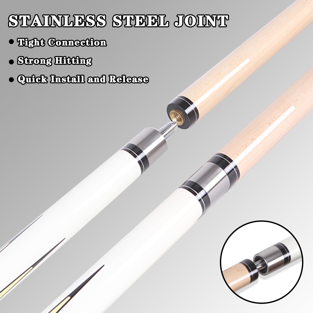 58" Maple Pool Cue – Low Deflection