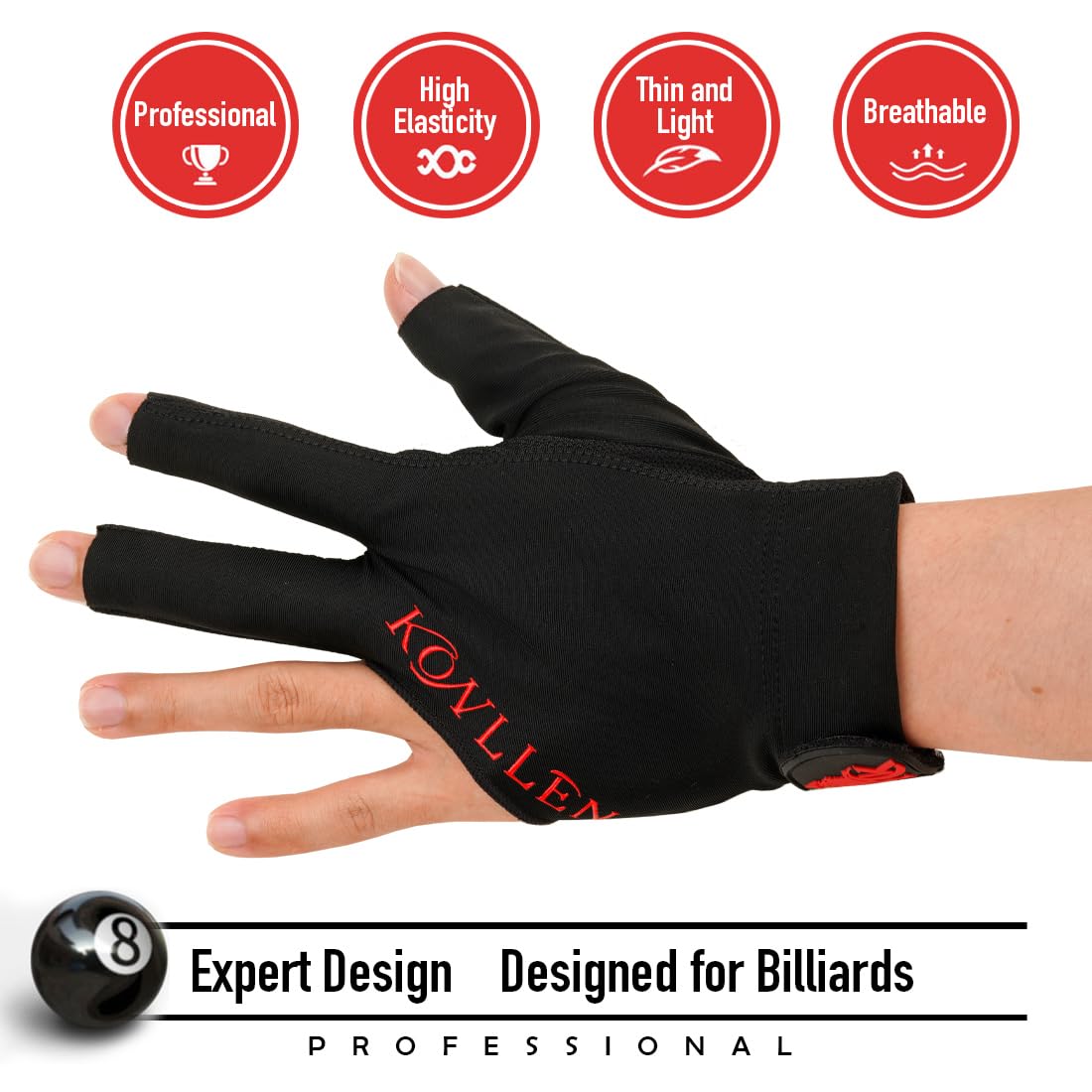 KONLLEN Adjustable Billiard Gloves