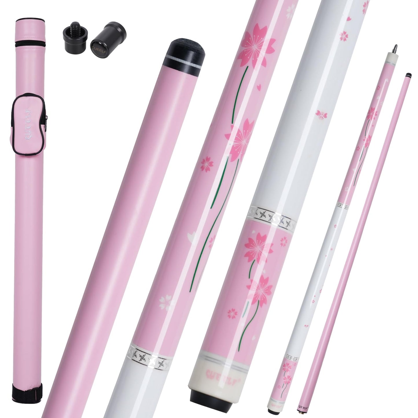 58" Carbon Fiber Pool Cue – Pink, Low Deflection