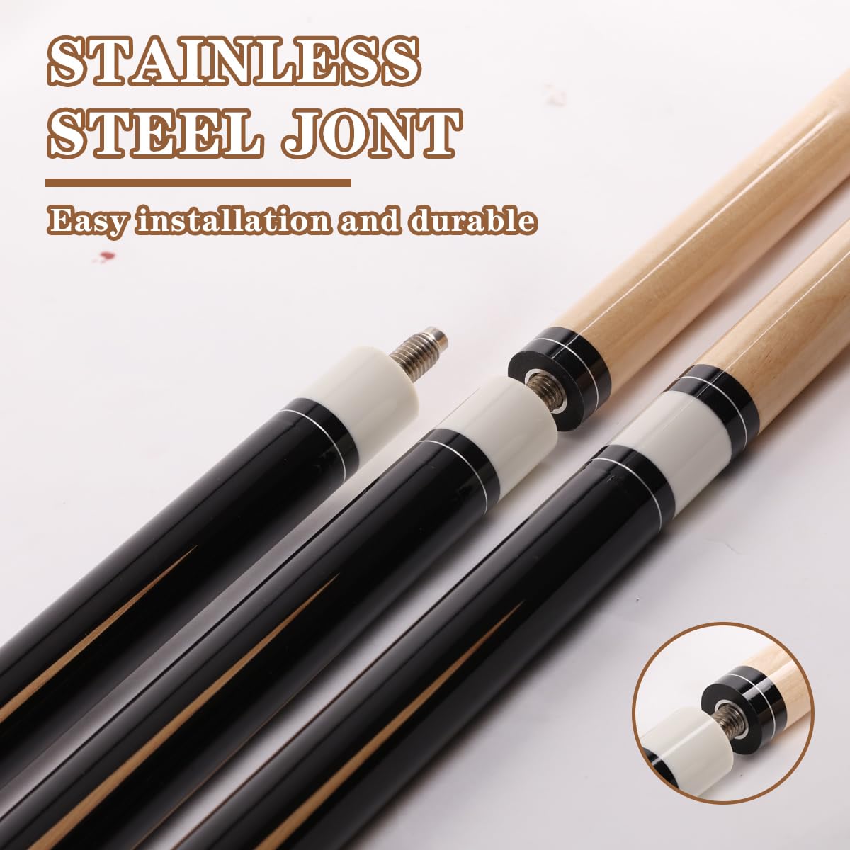 58" Canadian Maple Pool Cue – 13mm Tip