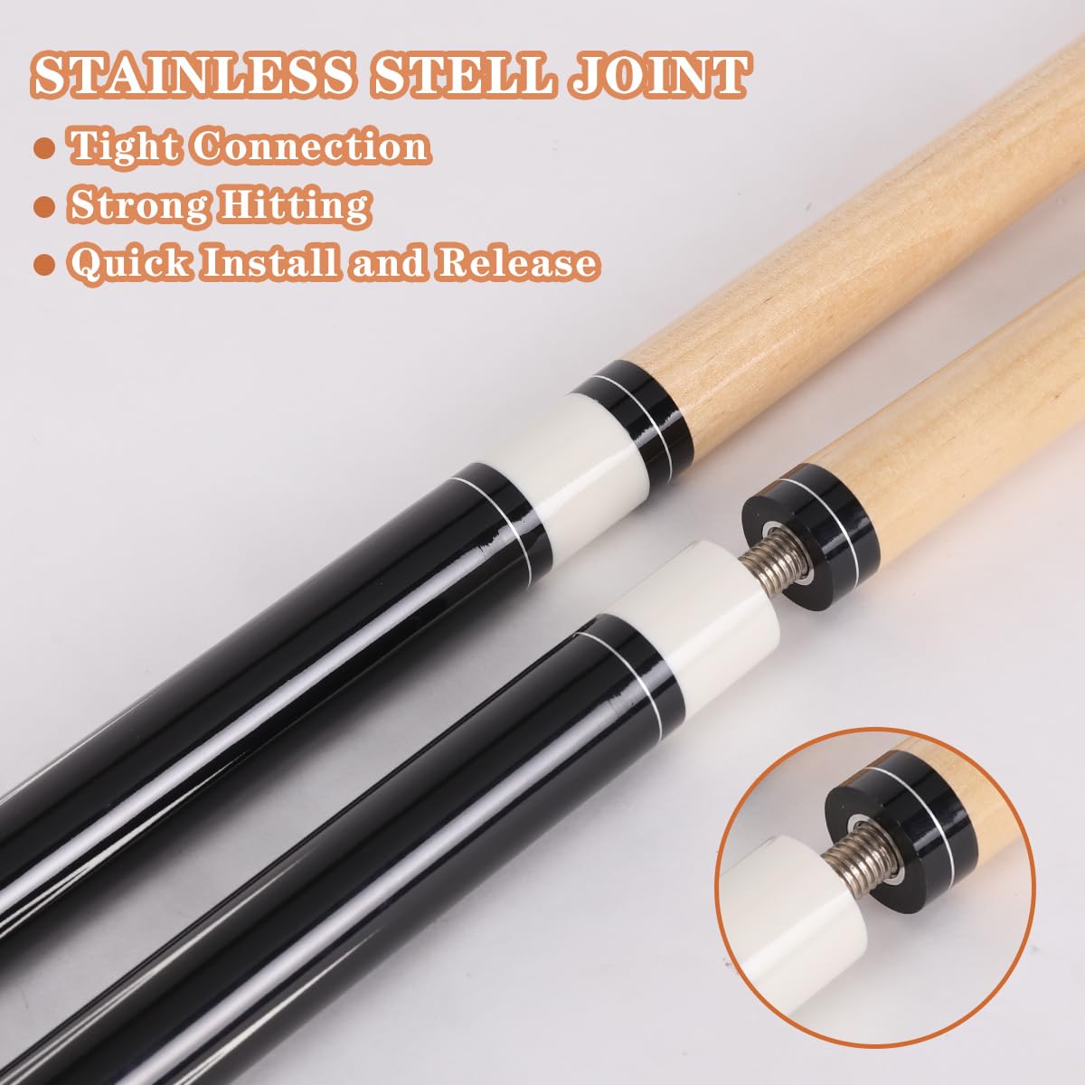 58" Canadian Maple Pool Cue – 13mm Tip