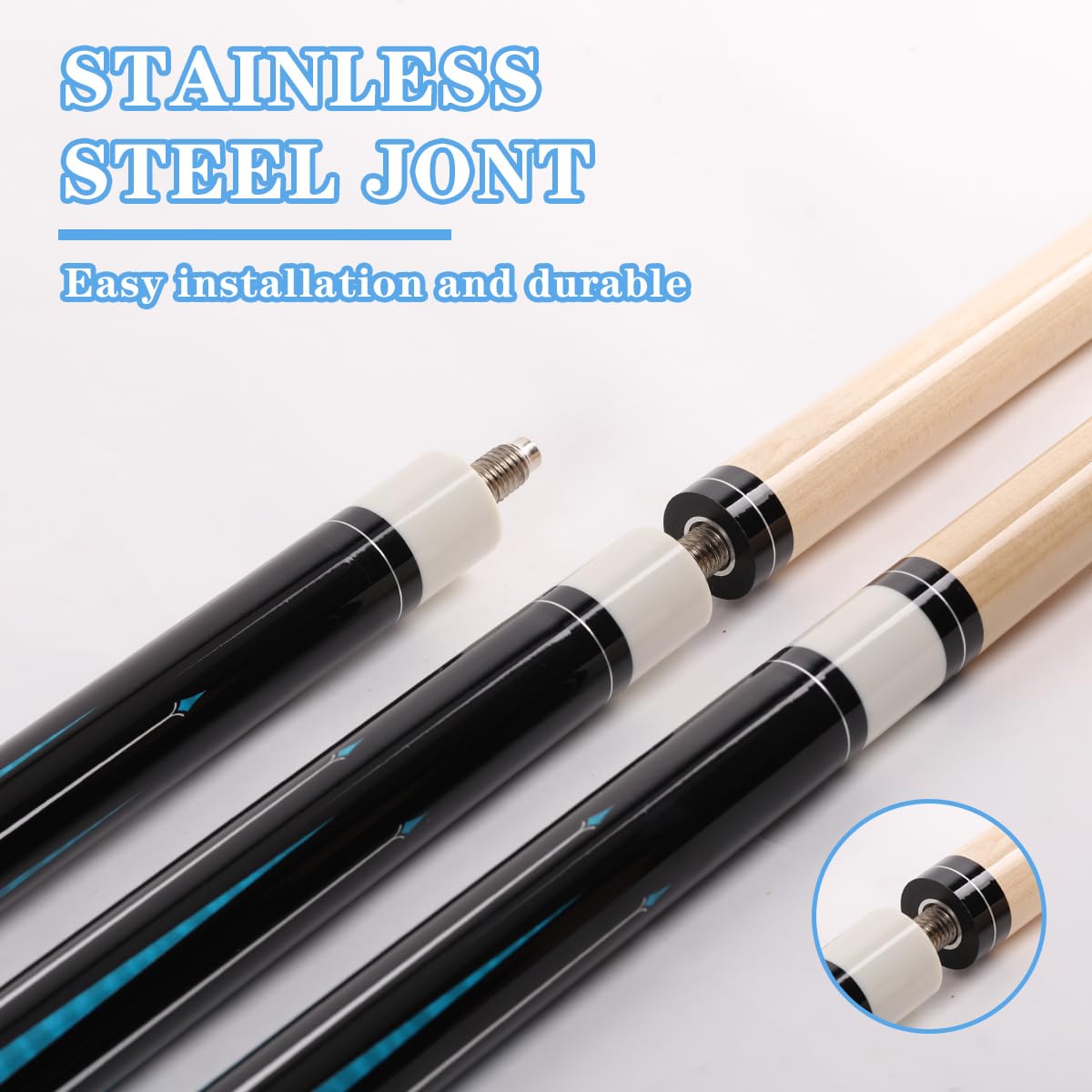 58" Canadian Maple Pool Cue – 13mm Tip