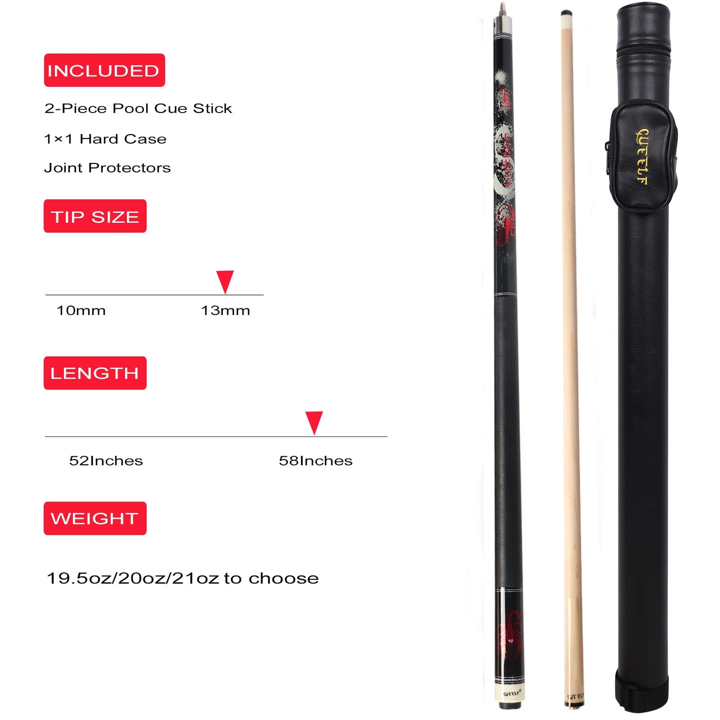 Professional Pool Cue Stick 19.5-21oz