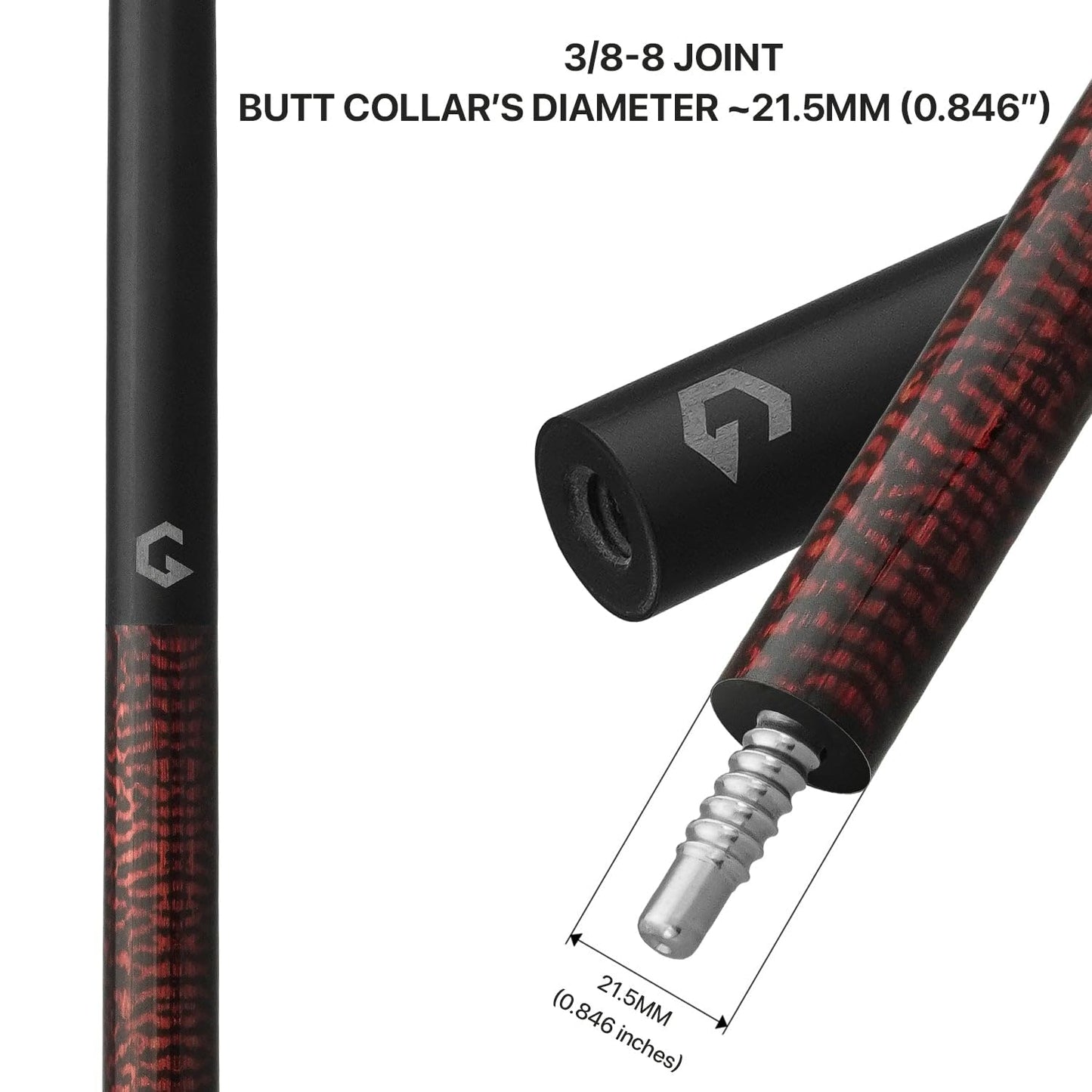 RHINO G-w Series Pool Cue – 12.5mm Tip, Exotic Woods