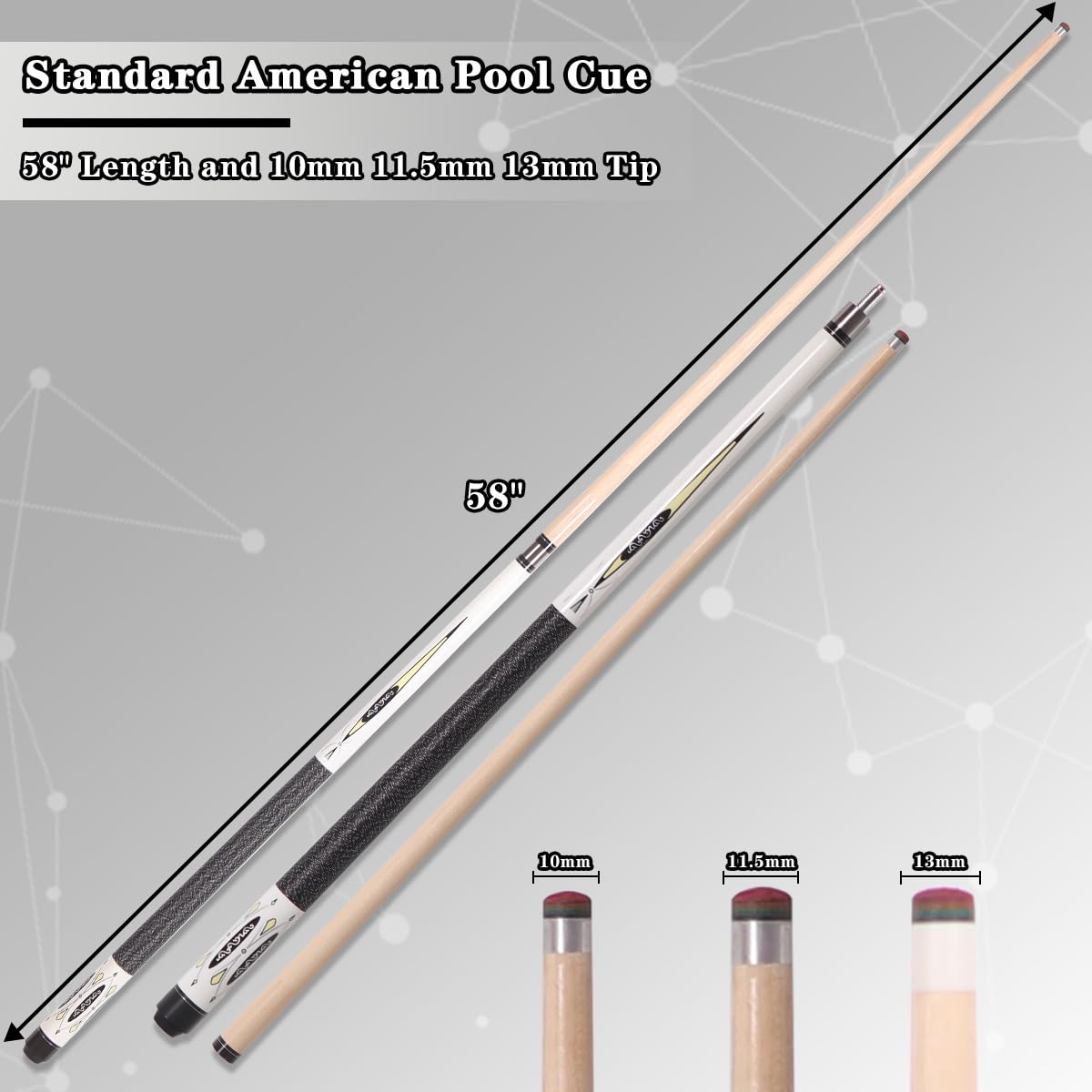 58" Maple Pool Cue – Low Deflection