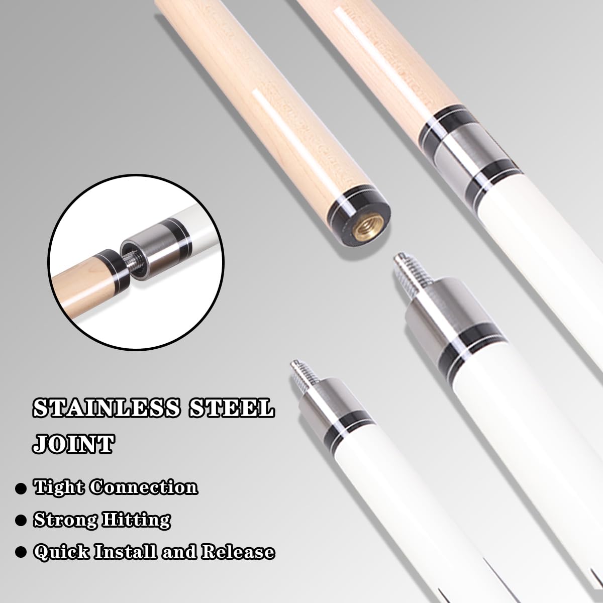 58" Maple Pool Cue – Low Deflection