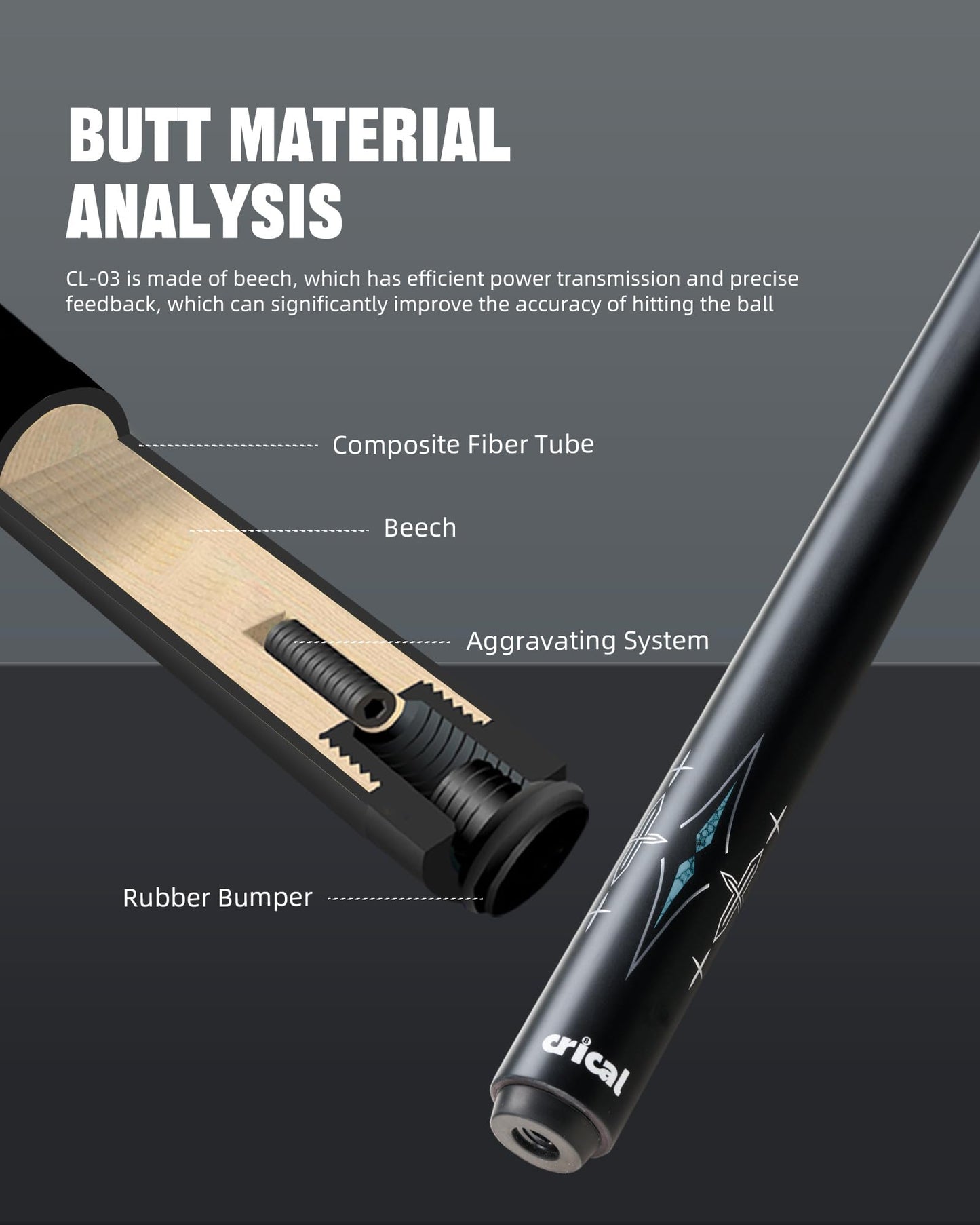 CRICAL 58" Carbon Fiber Pool Cue