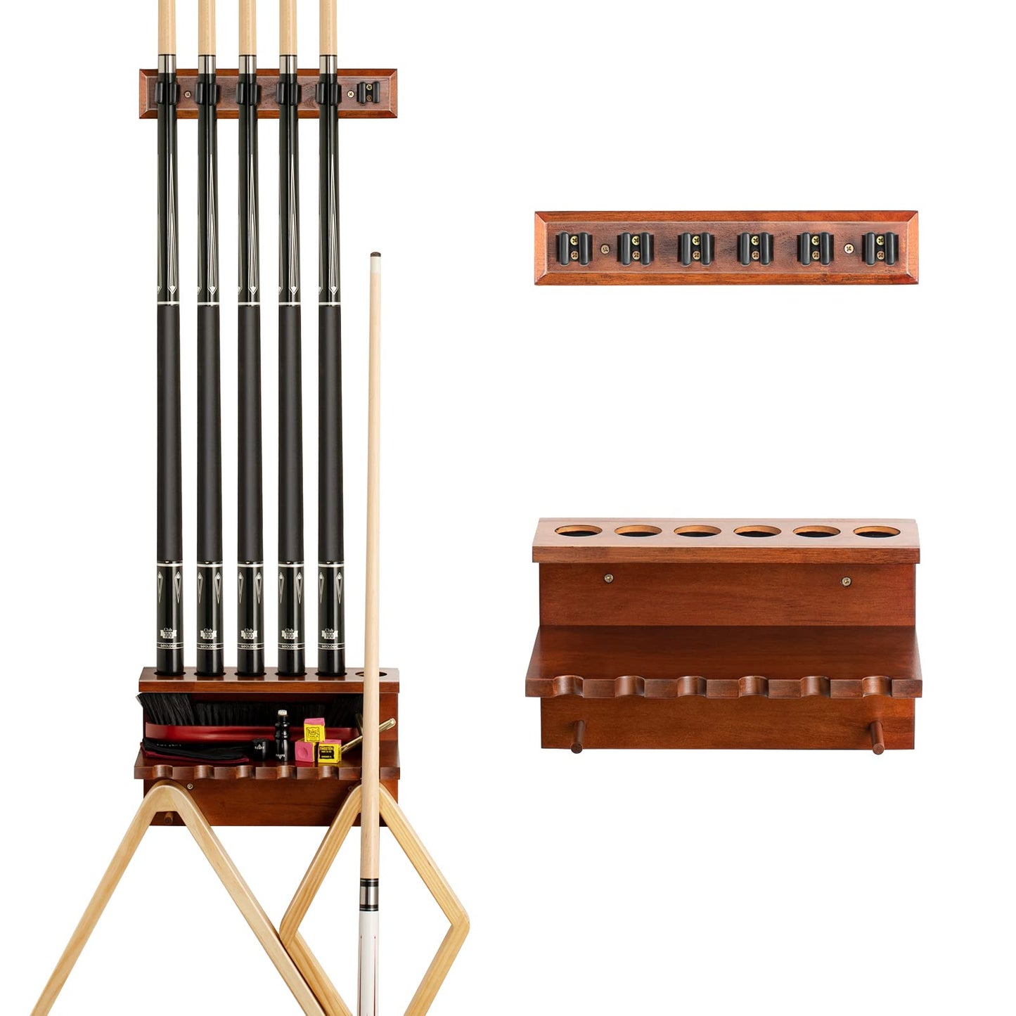 Wall Mount Pool Cue Rack – 6 Sticks
