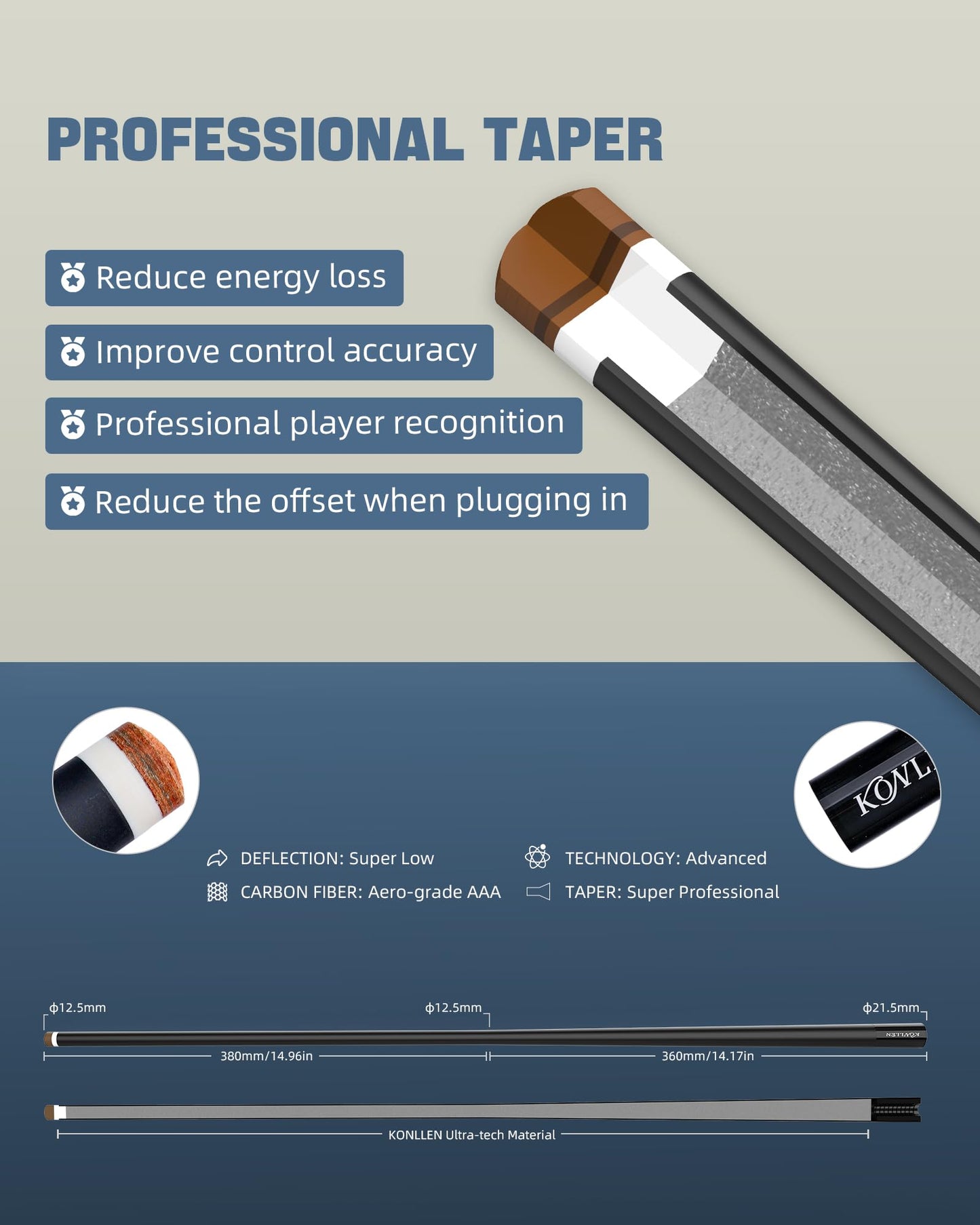 KONLLEN 58" Carbon Fiber Pool Cue