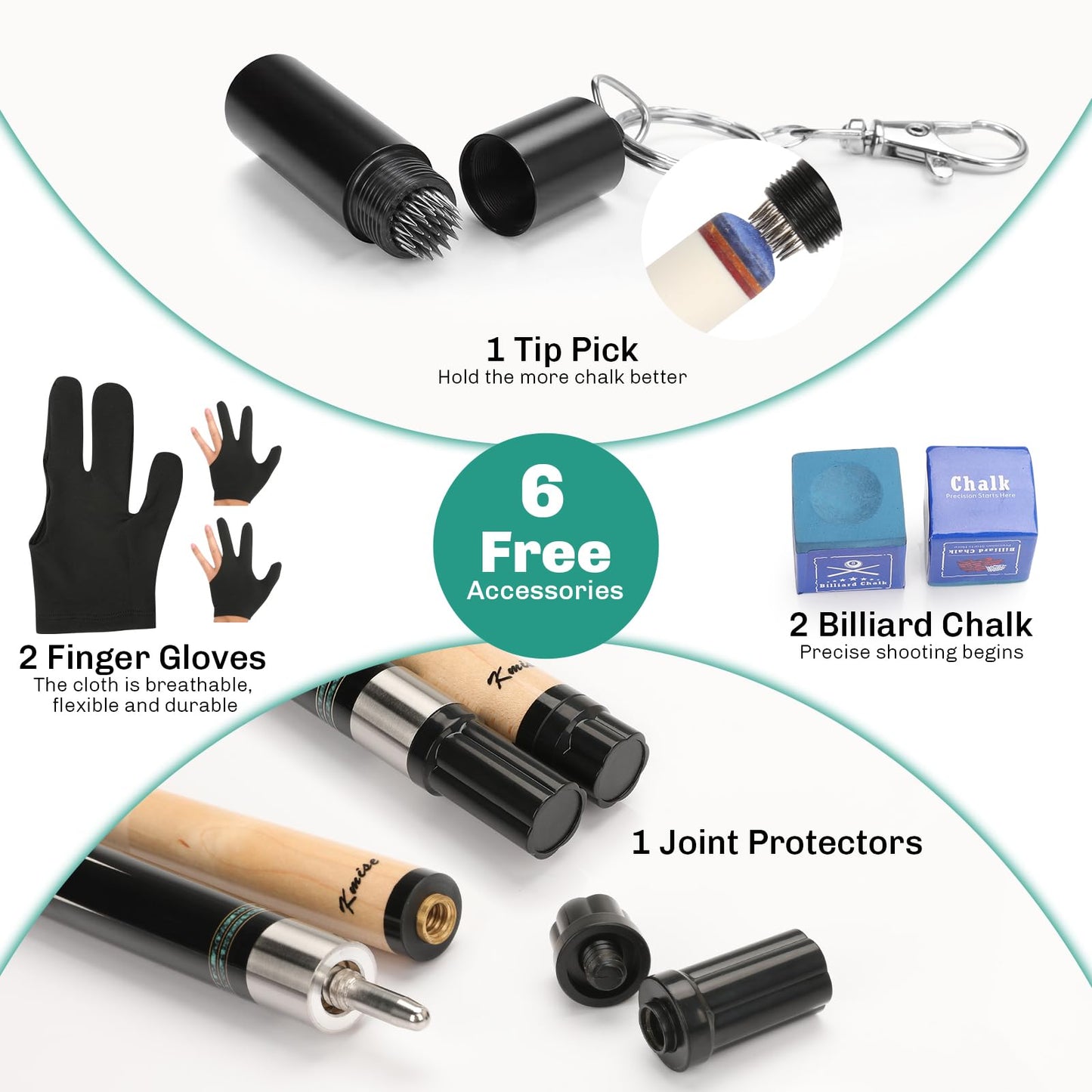 Kmise 58" Maple Pool Cue with Case