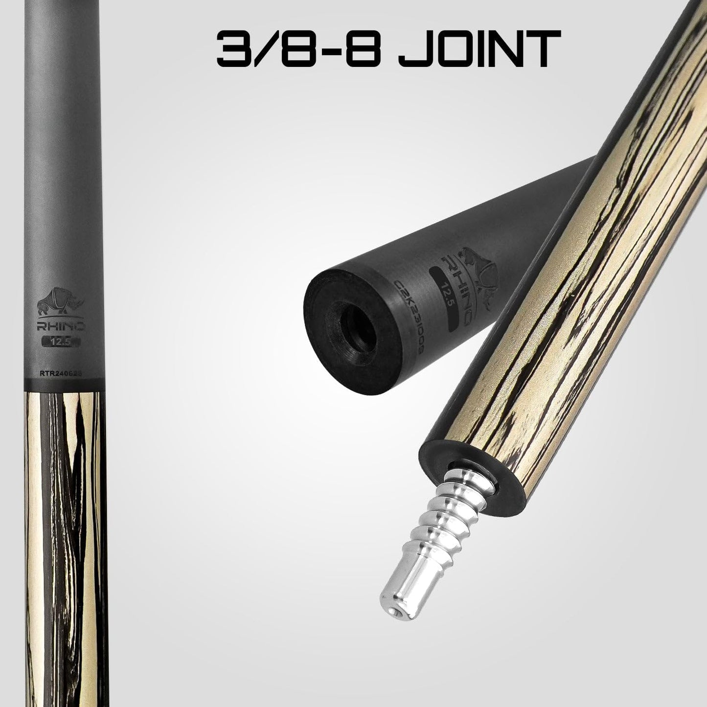 RHINO Retro Pool Cue – Ebony, 12.5mm Tip