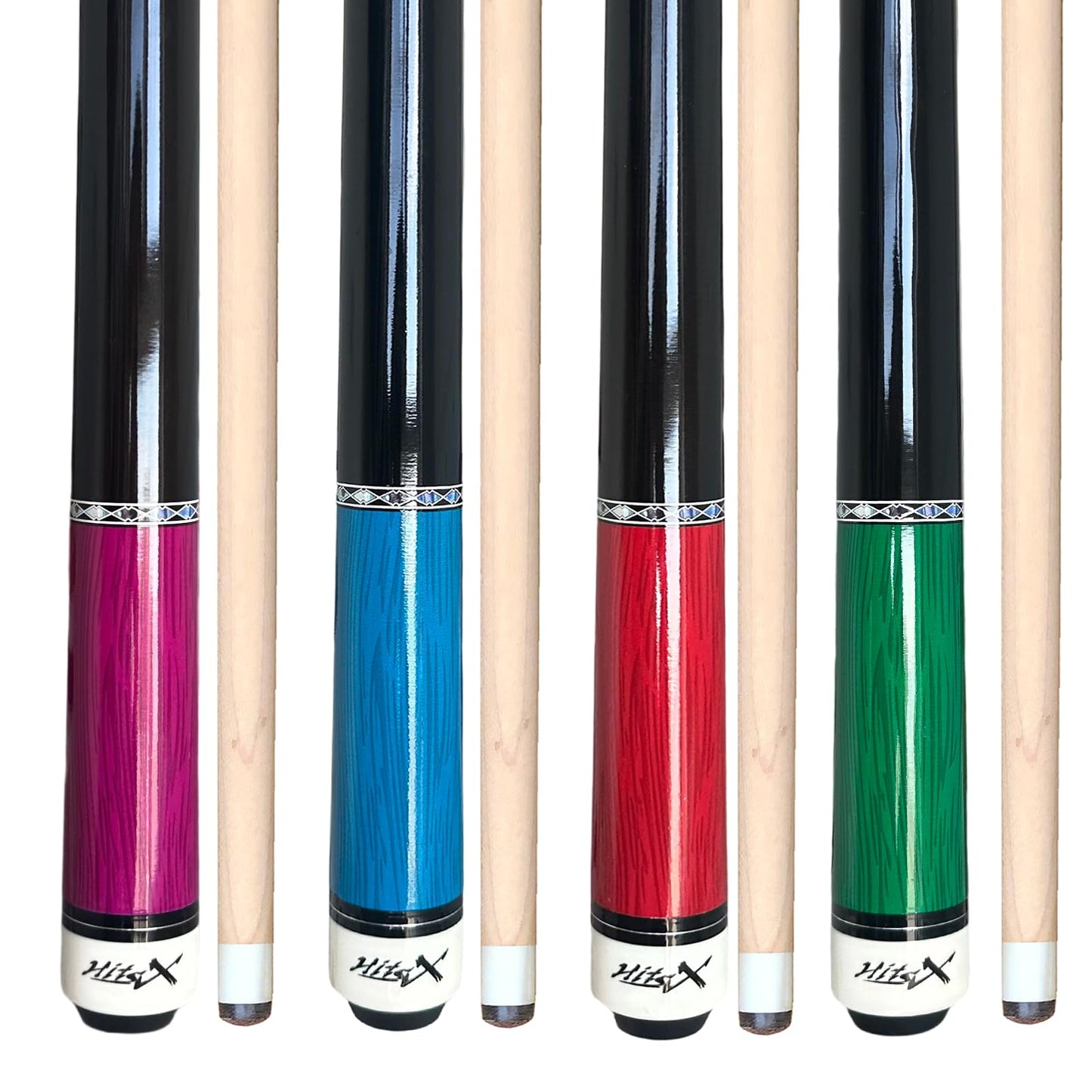 Tai Ba 4-Pack 58" Pool Cues – 13mm Tip, 18-21oz