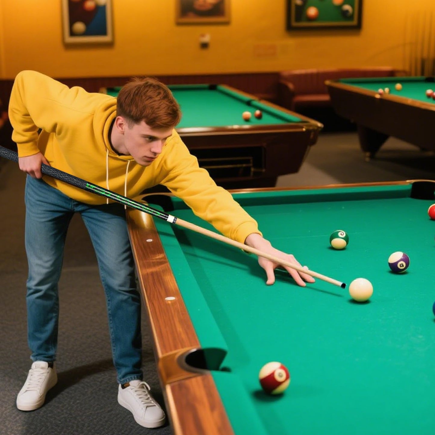 Kmise 58" Maple Pool Cue Set – 13mm Tips, 18-21oz