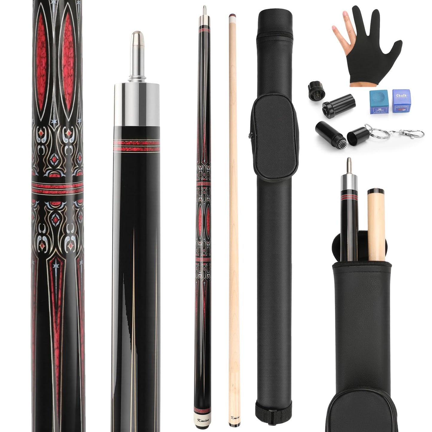 Kmise 58" Maple Pool Cue with Case